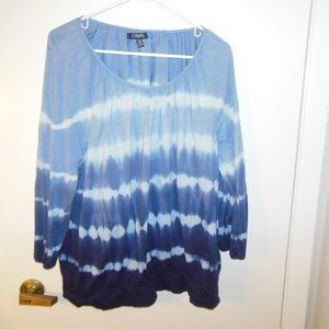 Chaps Long Sleeve Dark & Light Blue Shirt- XL